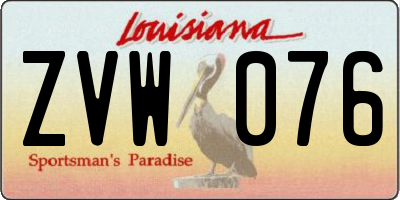 LA license plate ZVW076