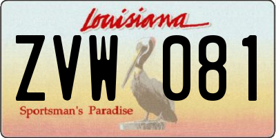 LA license plate ZVW081