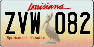 LA license plate ZVW082