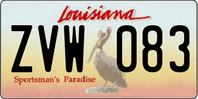 LA license plate ZVW083