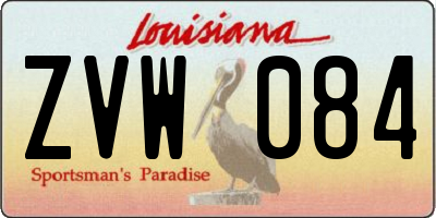 LA license plate ZVW084