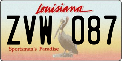 LA license plate ZVW087