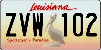 LA license plate ZVW102