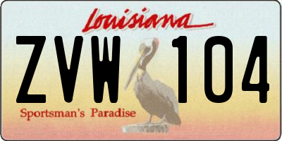 LA license plate ZVW104