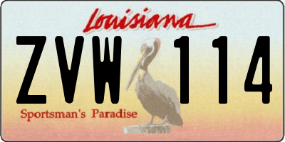 LA license plate ZVW114