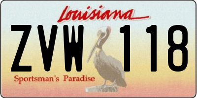 LA license plate ZVW118