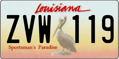 LA license plate ZVW119