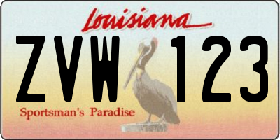 LA license plate ZVW123