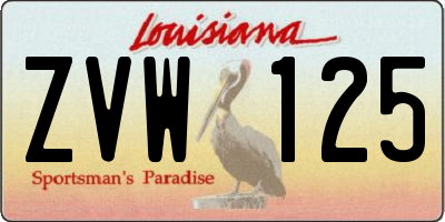 LA license plate ZVW125