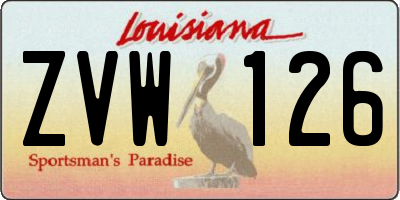 LA license plate ZVW126