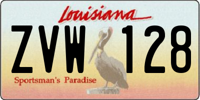 LA license plate ZVW128