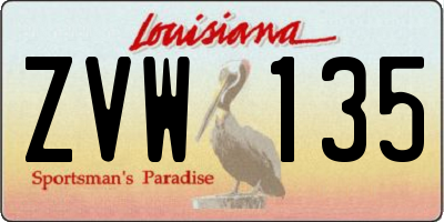LA license plate ZVW135