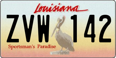LA license plate ZVW142