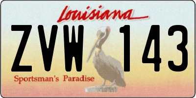 LA license plate ZVW143