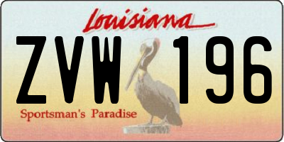 LA license plate ZVW196