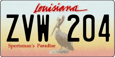 LA license plate ZVW204