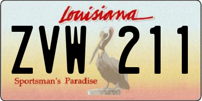 LA license plate ZVW211