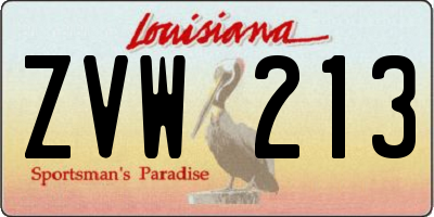 LA license plate ZVW213