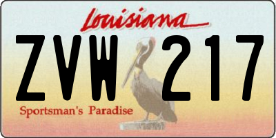 LA license plate ZVW217