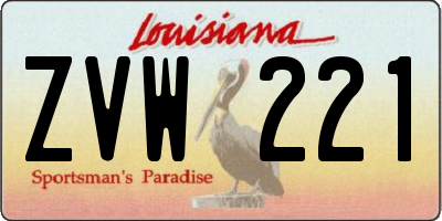 LA license plate ZVW221