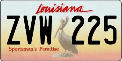 LA license plate ZVW225