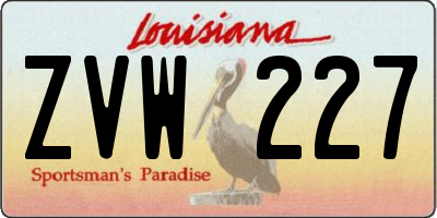 LA license plate ZVW227