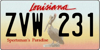 LA license plate ZVW231