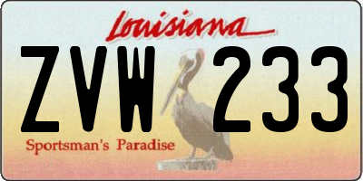 LA license plate ZVW233