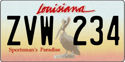 LA license plate ZVW234