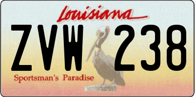 LA license plate ZVW238