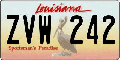 LA license plate ZVW242