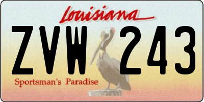 LA license plate ZVW243