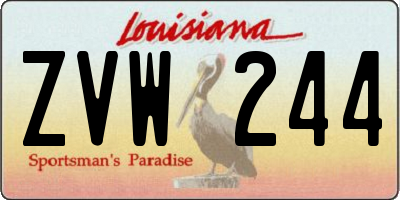 LA license plate ZVW244