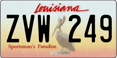 LA license plate ZVW249