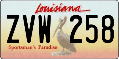 LA license plate ZVW258