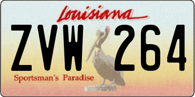 LA license plate ZVW264