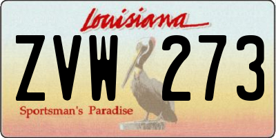 LA license plate ZVW273