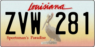 LA license plate ZVW281