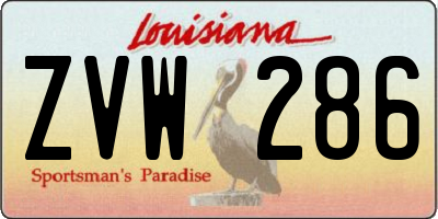 LA license plate ZVW286