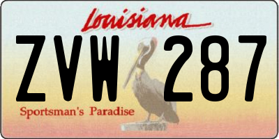 LA license plate ZVW287