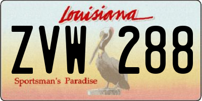 LA license plate ZVW288