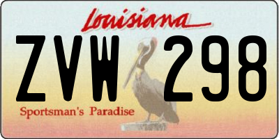 LA license plate ZVW298