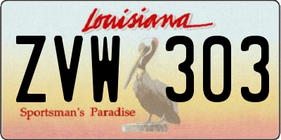 LA license plate ZVW303