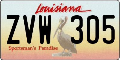 LA license plate ZVW305