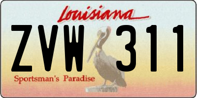 LA license plate ZVW311
