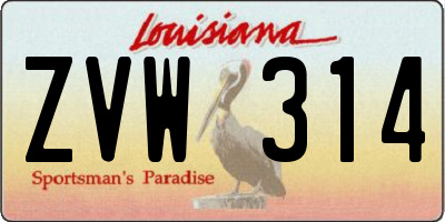 LA license plate ZVW314