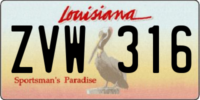 LA license plate ZVW316