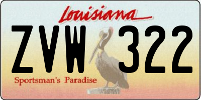 LA license plate ZVW322