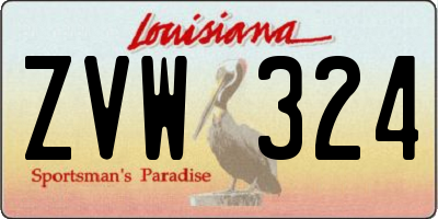 LA license plate ZVW324