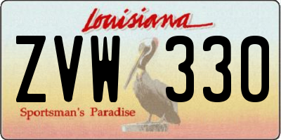 LA license plate ZVW330